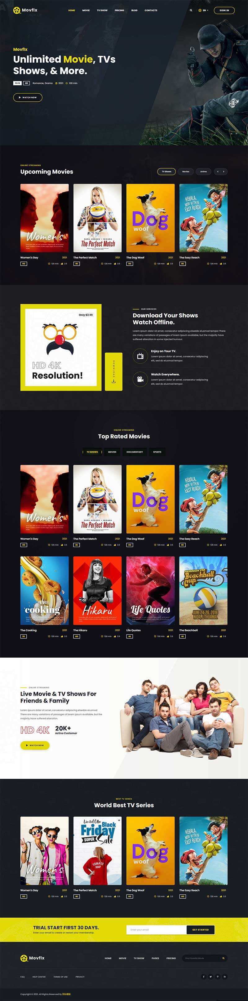 响应式在线影院视频平台HTML5模板 - 项目资源网