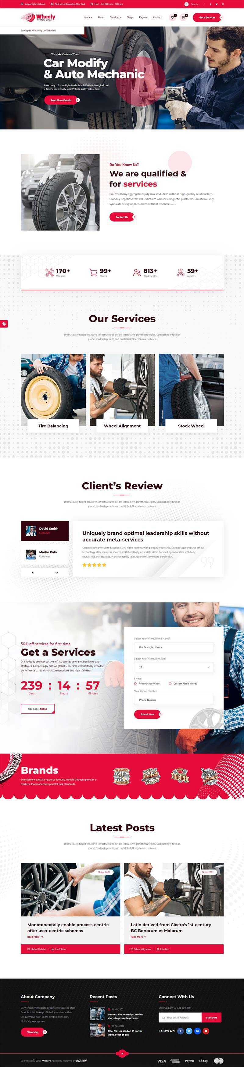 响应式品牌轮胎销售维修公司官网HTML模板 - 项目资源网