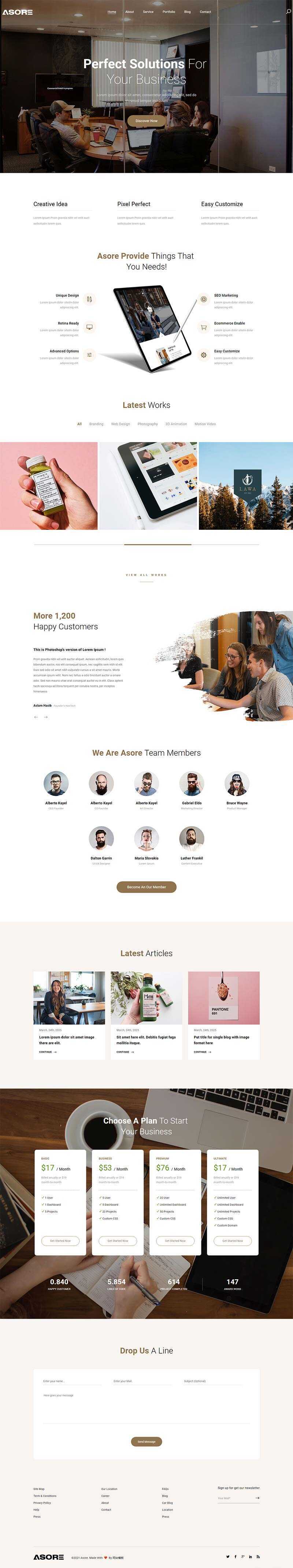 Bootstrap大气的企业产品展示html5模板 - 项目资源网