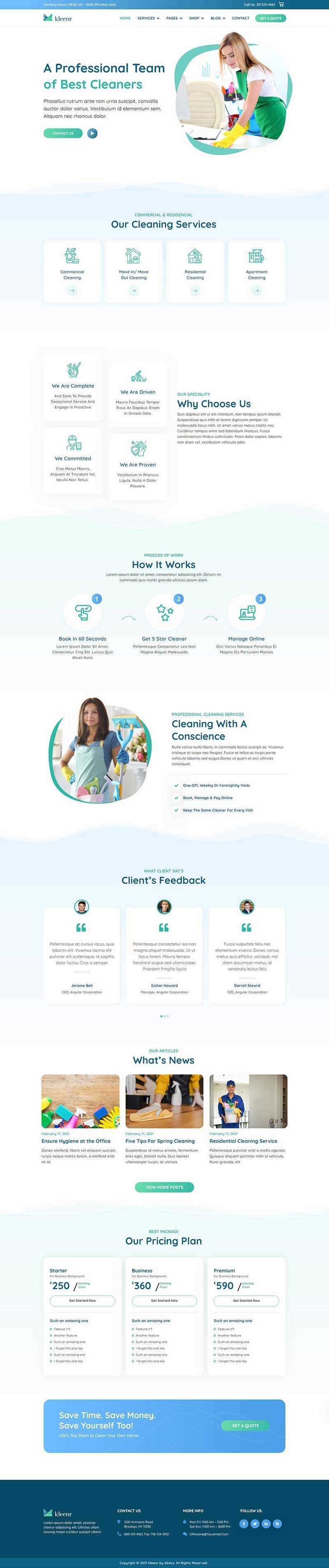 绿色清爽的家政清洁服务公司网站html模板 - 项目资源网