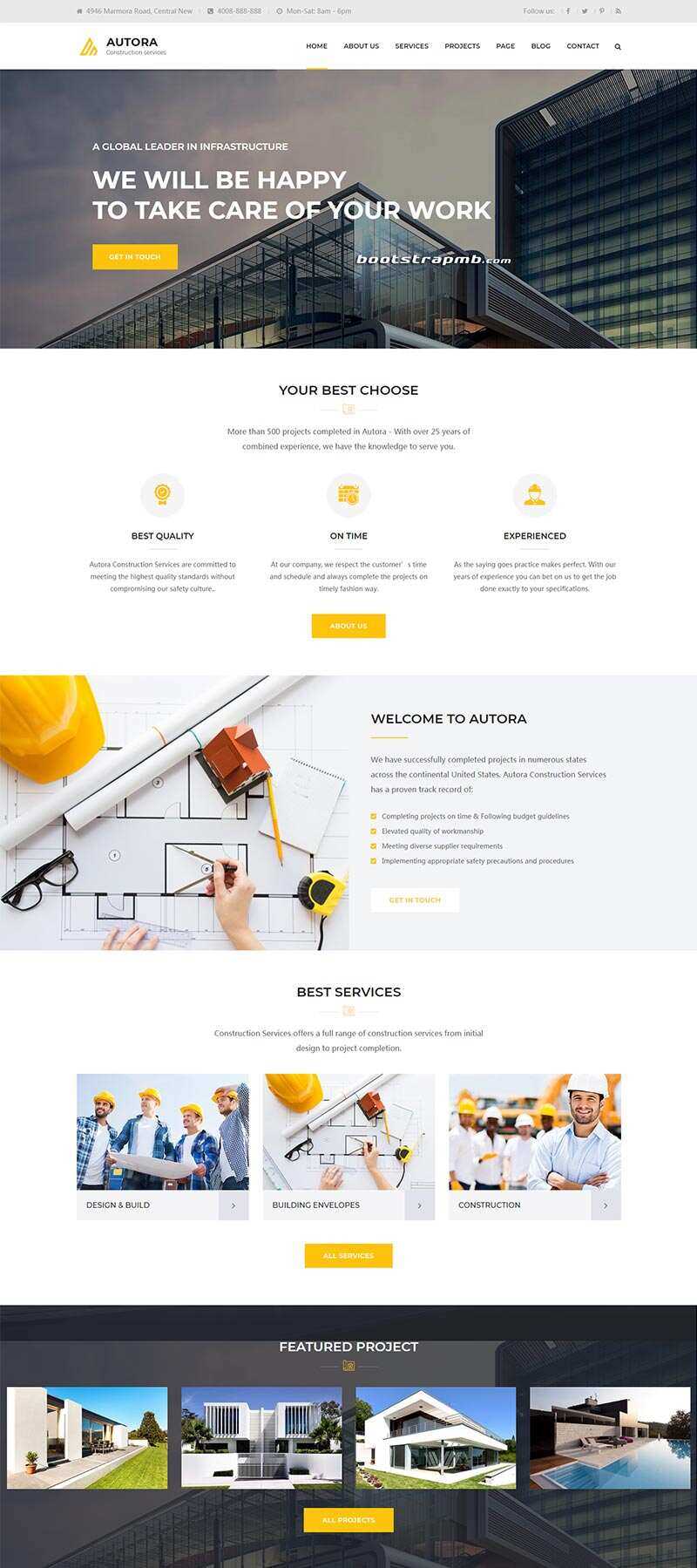 Bootstrap响应式的房地产建筑企业网站HTML模板 - 项目资源网