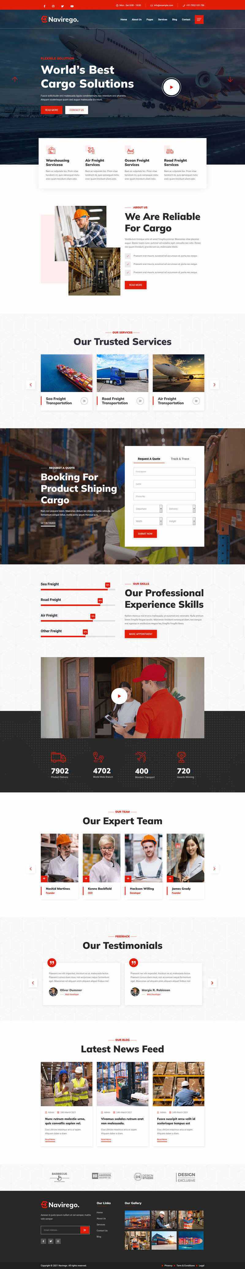 bootstrap红色的物流快递公司网站HTML模板 - 项目资源网