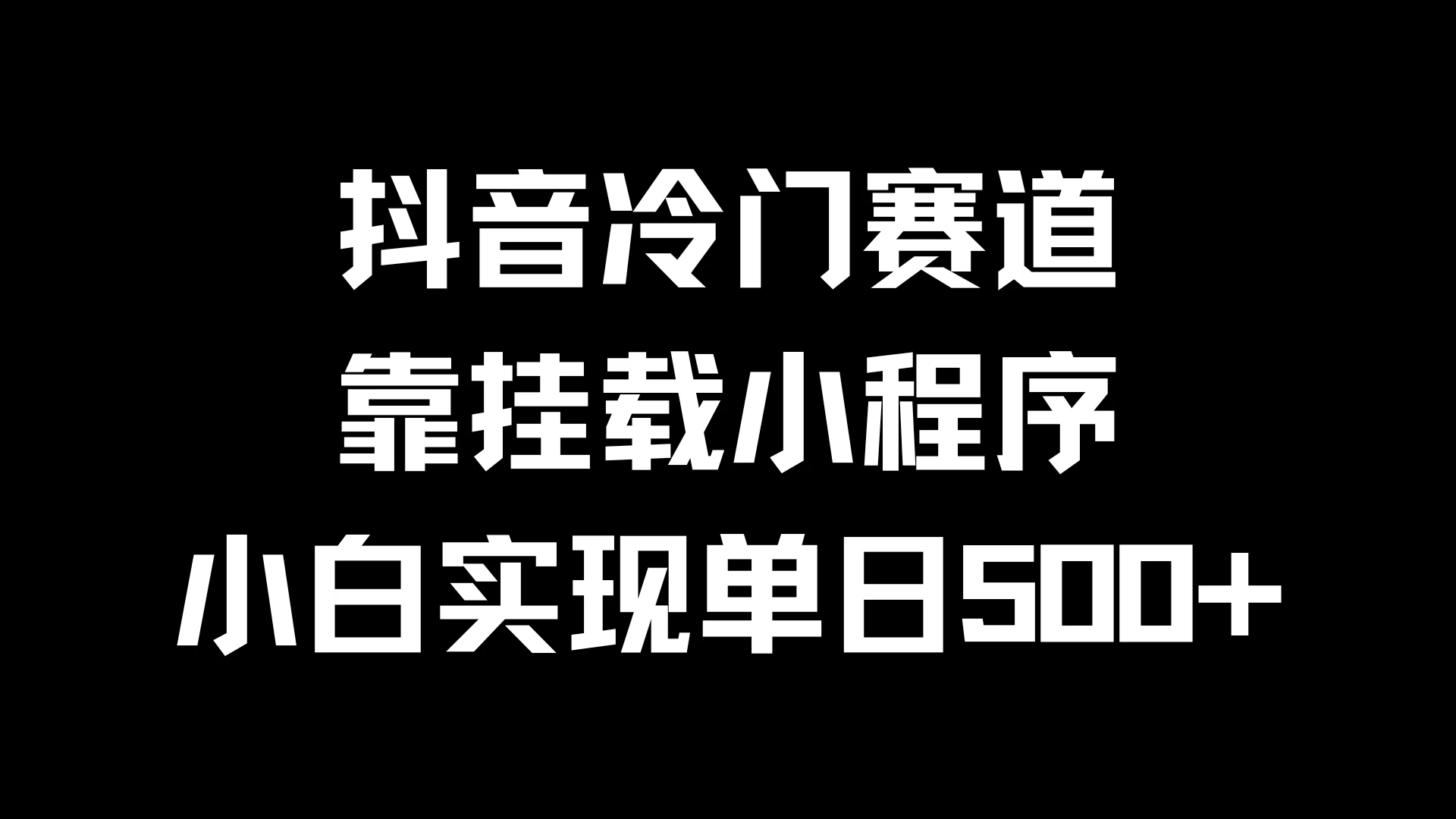 抖音冷门赛道，靠挂载小程序，小白实现单日500+ - 项目资源网