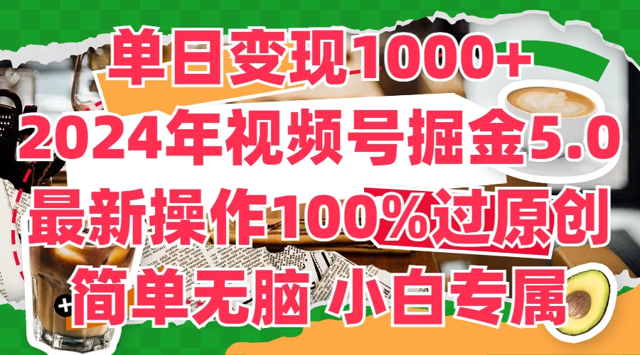 单日变现1000+，2024年视频号掘金5.0，最新骚操作100%过原创玩法，简单无脑，小白专属 - 项目资源网