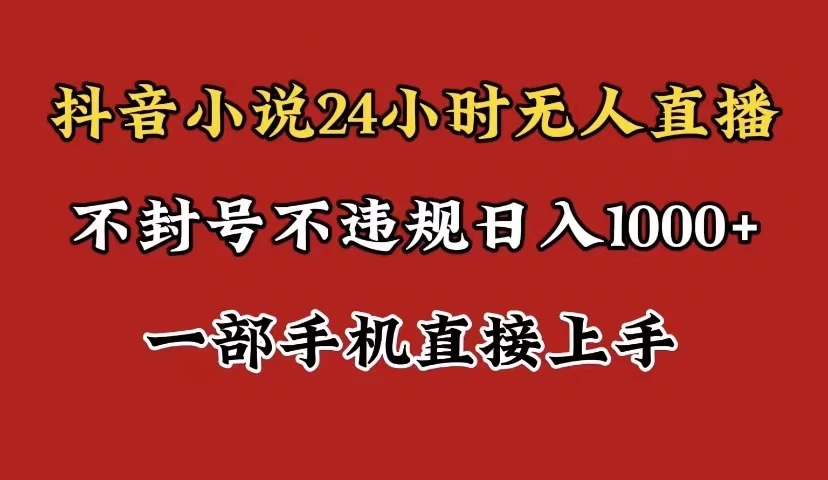 抖音小说无人直播日入1000+，不封号不违规，24小时无人直播，一部手机直接上手，保姆式教学 - 项目资源网