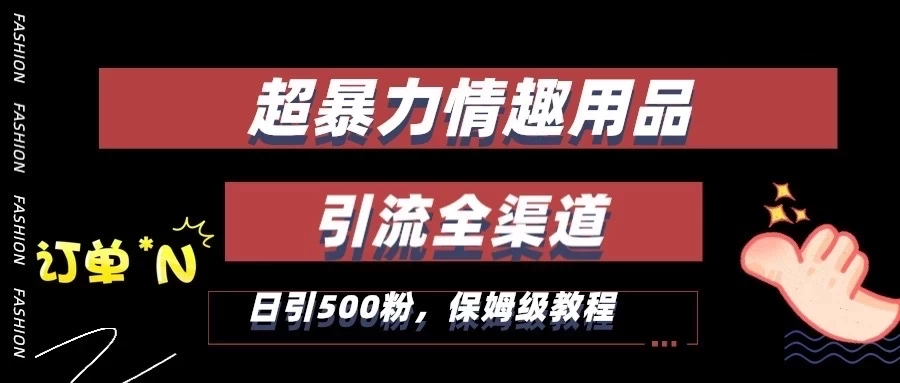 超暴力情趣用品类引流获客全渠道，保姆级教程，日引500+粉 - 项目资源网