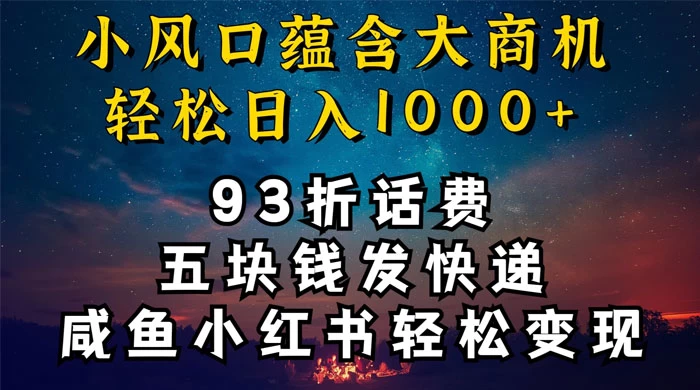 93折充话费，五块钱发快递，发布咸鱼小红书等，轻松日入1000+ - 项目资源网