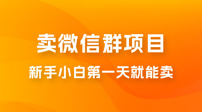 最新卖微信群项目玩法拆解：新手小白第一天就能卖，日入 300+ - 项目资源网