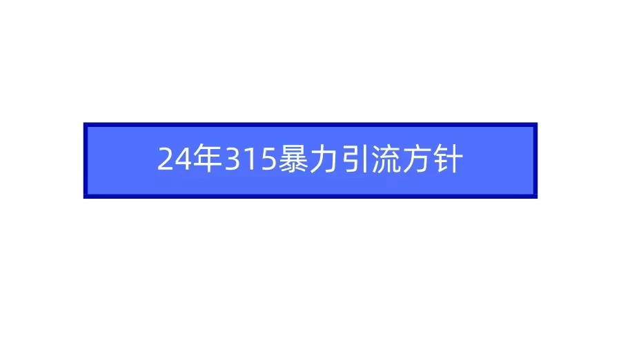 24年315暴力引流方针 爆款筛选让你快速热门+变现 - 项目资源网