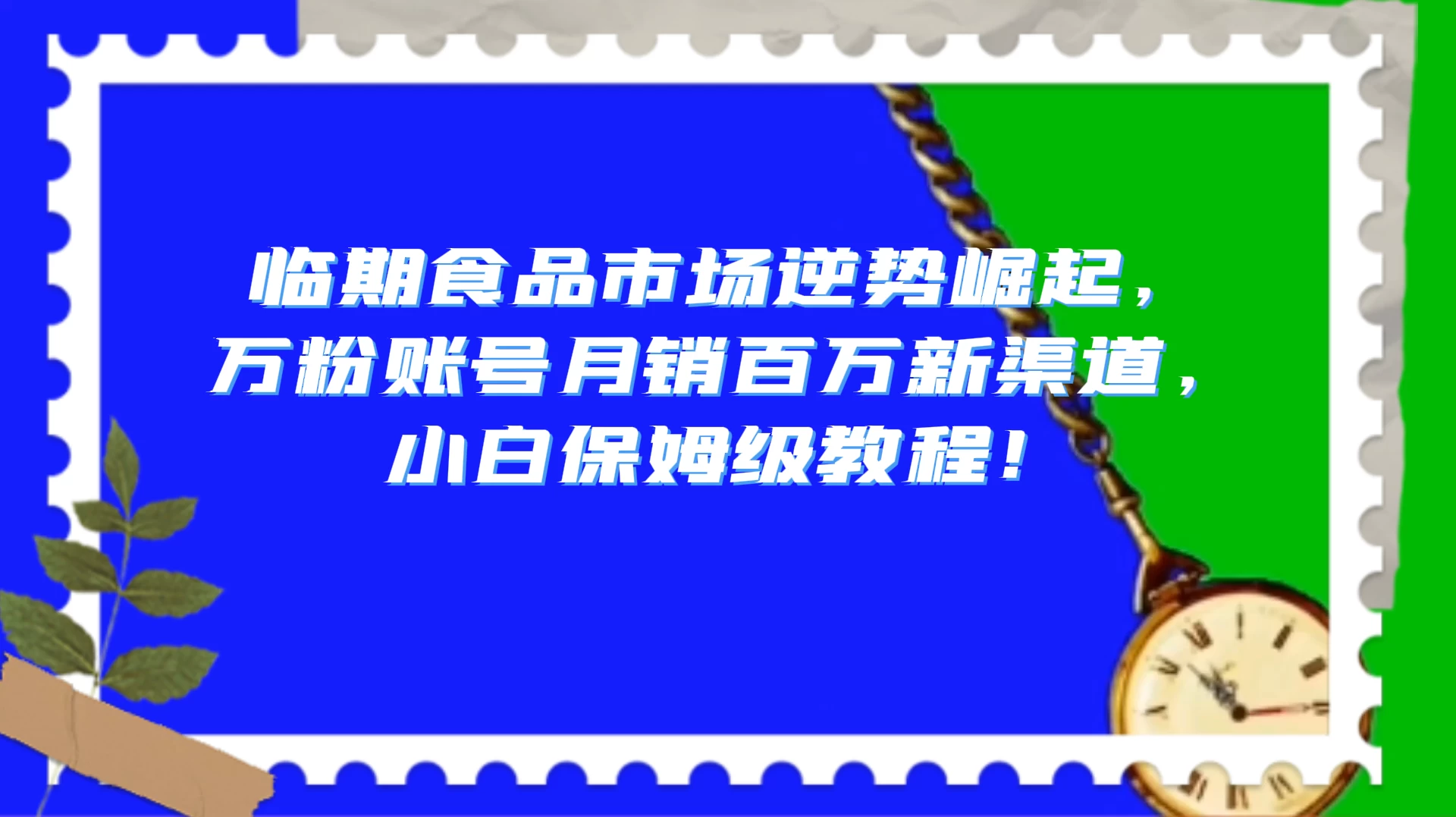 临期食品市场逆势崛起，万粉账号月销百万新渠道，小白保姆级教程！ - 项目资源网